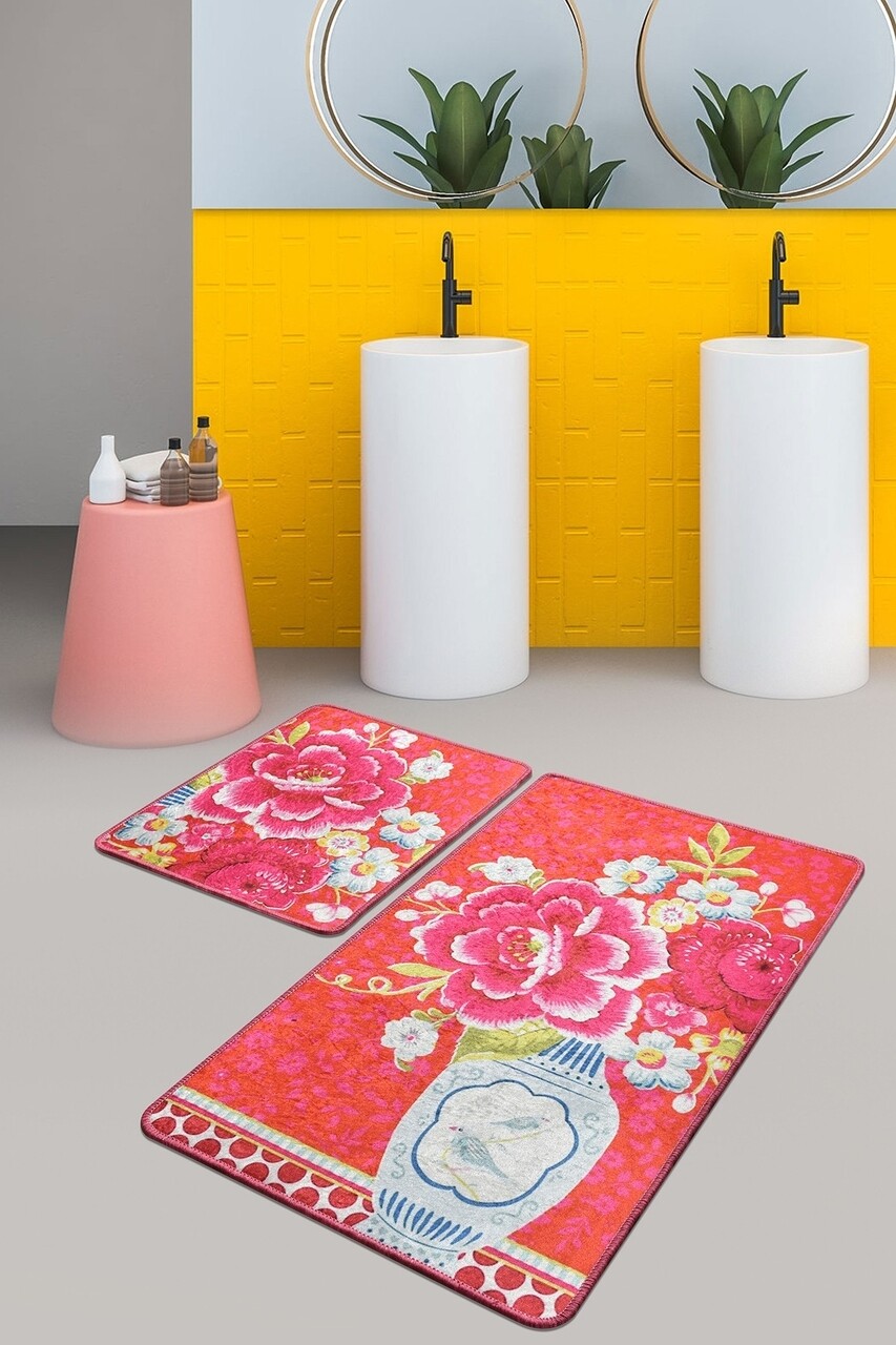 Set 2 covorase de baie Vaso Blu, Chilai, 50x60 cm/60x100 cm, multicolor - imagine 3